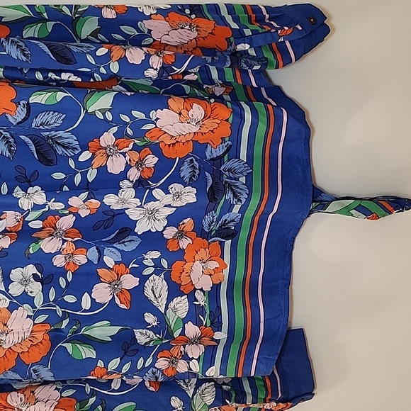 Anthropologie Maeve Elan Scarf-Printed Floral Tie Front Blouse Sz 10 - Picture 14 of 16